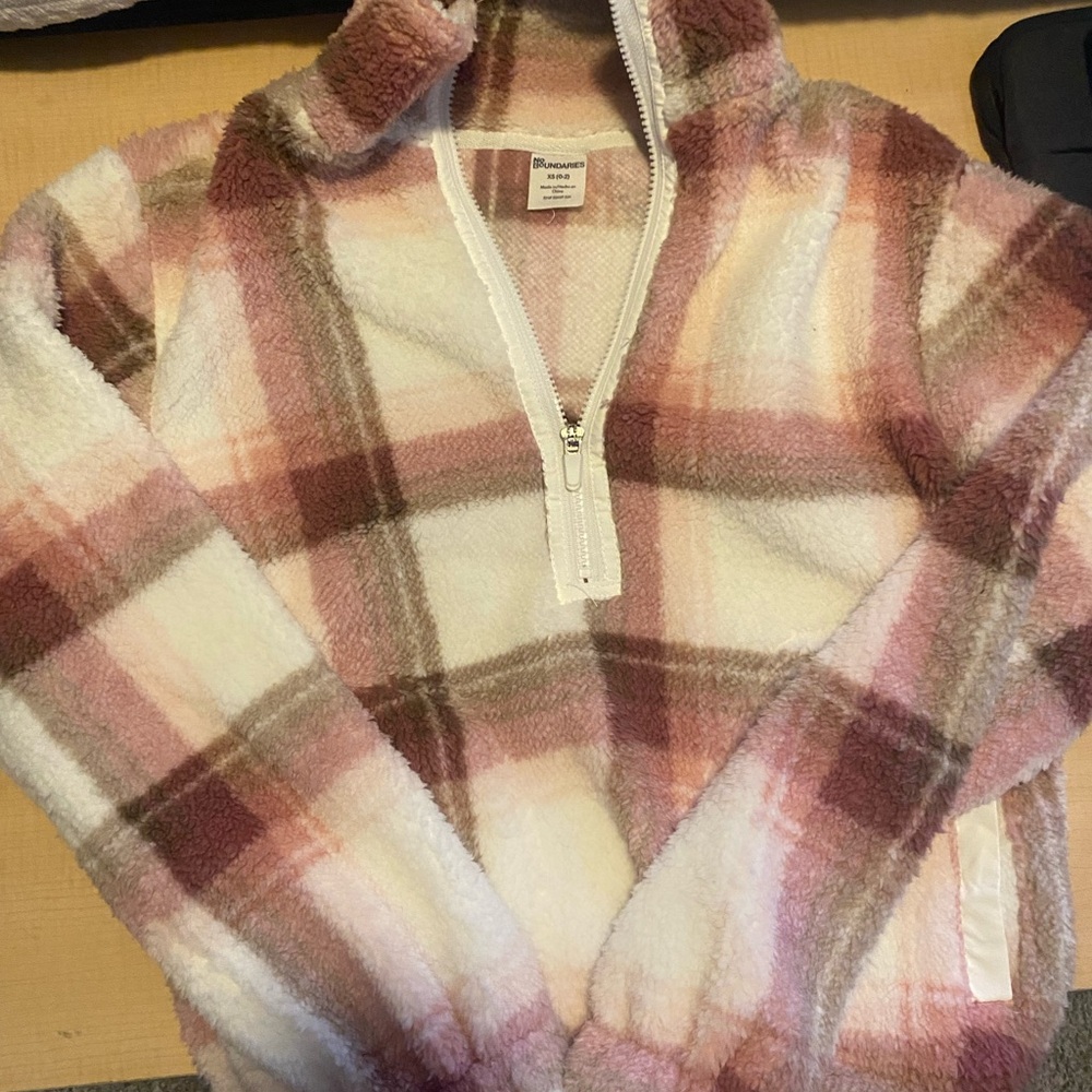 Plaid Fleece Half-Zip Sweater